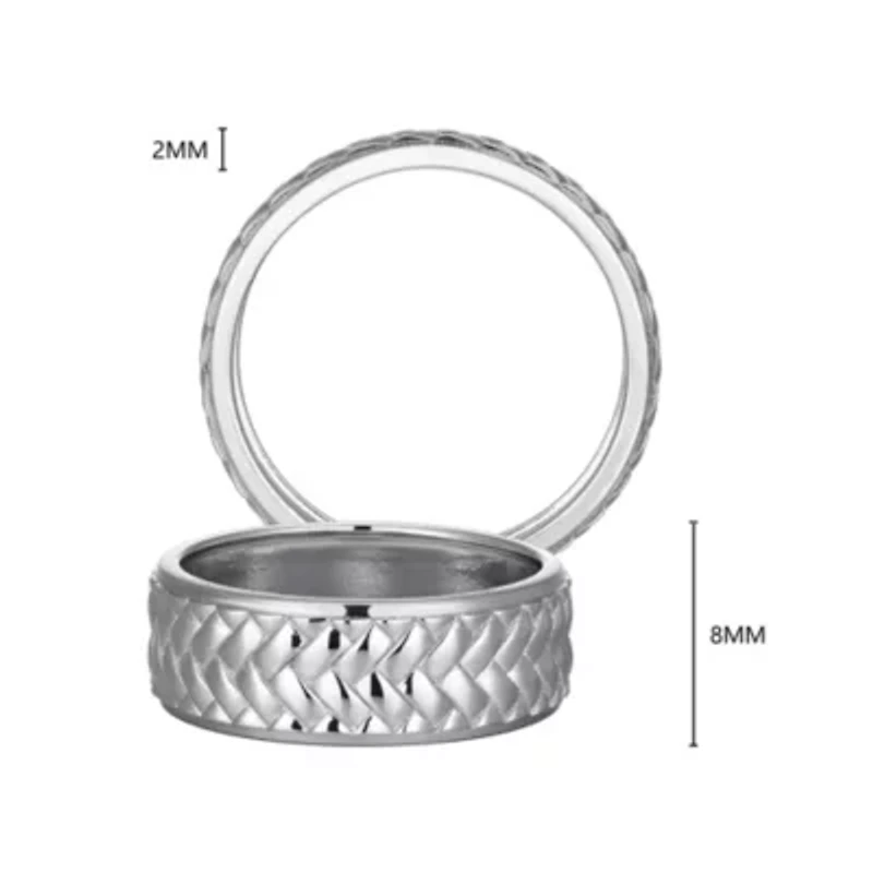 Rhodium Plated Sterling Silver Men's Ring
