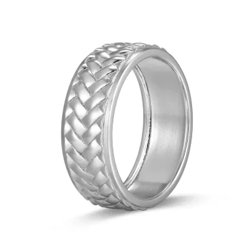 Rhodium Plated Sterling Silver Men's Ring