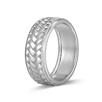 Rhodium Plated Sterling Silver Men's Ring