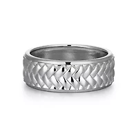 Rhodium Plated Sterling Silver Men's Ring