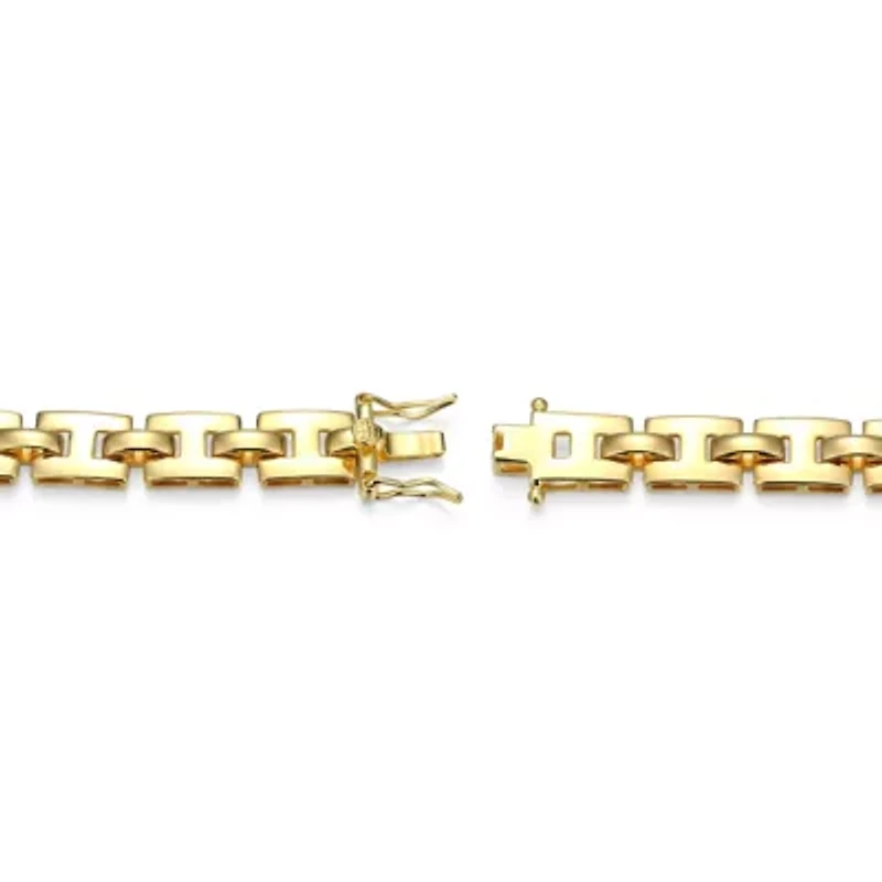 18K Yellow Gold or Rhodium Plated Sterling Silver Men's Cubic Zirconia Bracelet