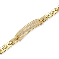 18K Yellow Gold or Rhodium Plated Sterling Silver Men's Cubic Zirconia Bracelet
