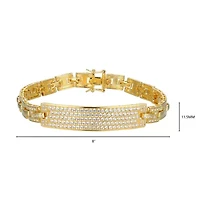 18K Yellow Gold or Rhodium Plated Sterling Silver Men's Cubic Zirconia Bracelet