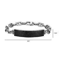 Men's Genuine Black Spinel Bracelet Rhodium Plated Sterling Silver
