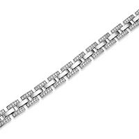 Rhodium Plated Sterling Silver Men's Cubic Zirconia Bracelet