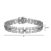 Rhodium Plated Sterling Silver Men's Cubic Zirconia Bracelet