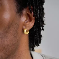 18K Yellow Gold or Rhodium Plated Sterling Silver Men's Cubic Zirconia Huggie Earrings