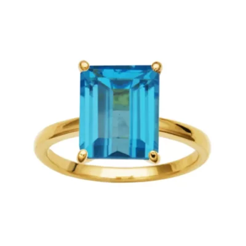 18K Yellow Gold Plated Sterling Silver Women's Genuine Gemstone Ring