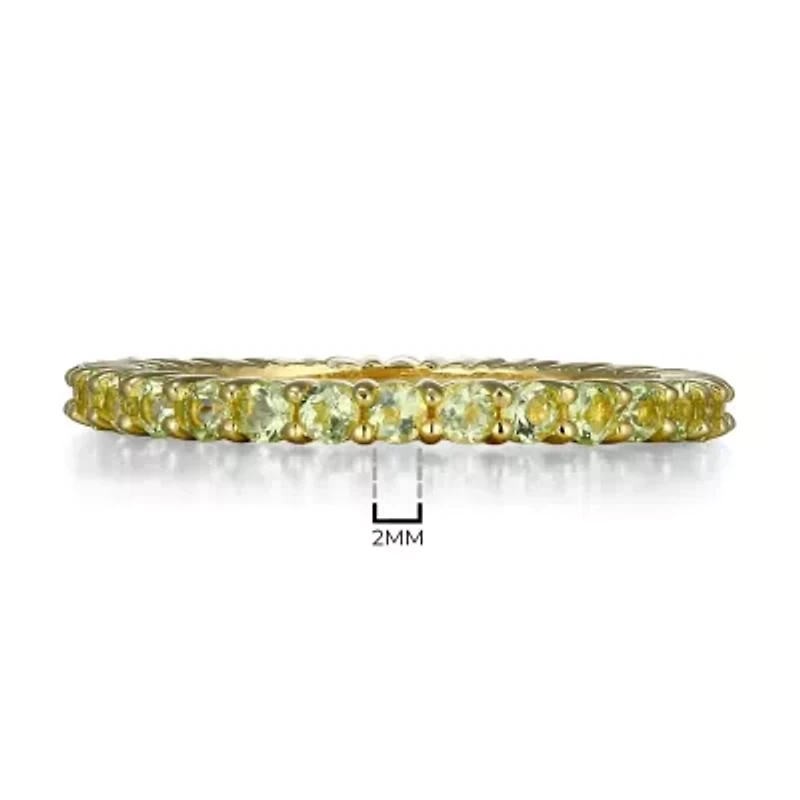 18K Yellow Gold Plated Sterling Silver Women's Genuine Gemstone Eternity Ring
