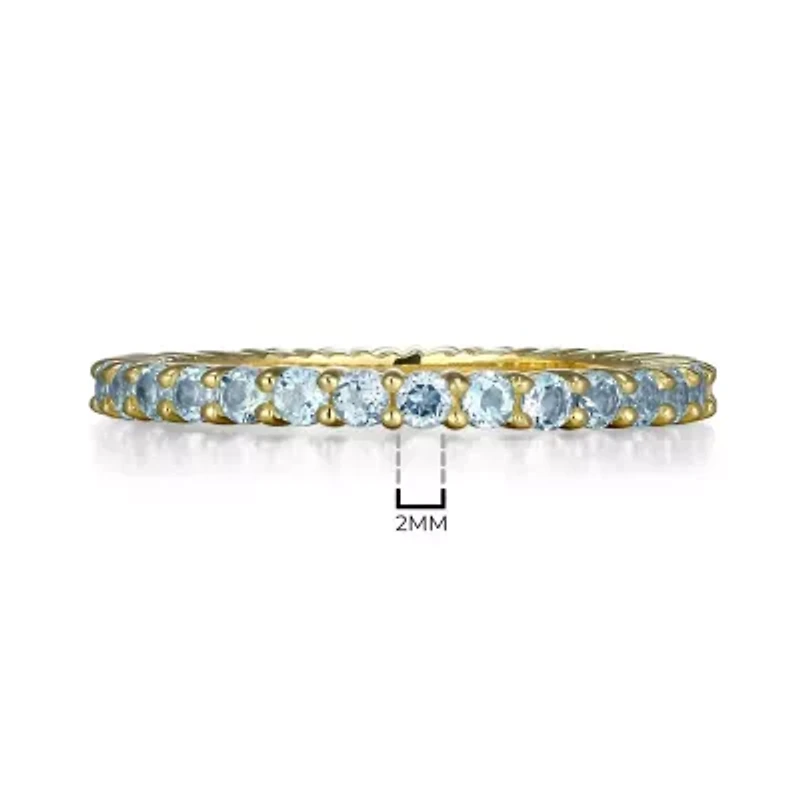 18K Yellow Gold Plated Sterling Silver Women's Genuine Gemstone Eternity Ring