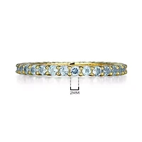 18K Yellow Gold Plated Sterling Silver Women's Genuine Gemstone Eternity Ring