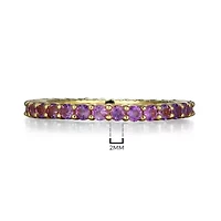 18K Yellow Gold Plated Sterling Silver Women's Genuine Gemstone Eternity Ring