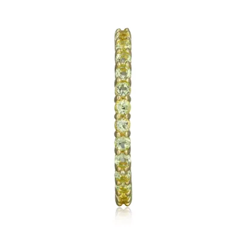 18K Yellow Gold Plated Sterling Silver Women's Genuine Gemstone Eternity Ring