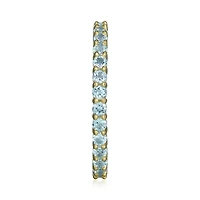 18K Yellow Gold Plated Sterling Silver Women's Genuine Gemstone Eternity Ring