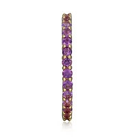 18K Yellow Gold Plated Sterling Silver Women's Genuine Gemstone Eternity Ring