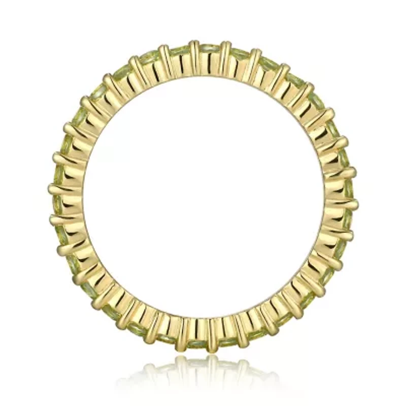 18K Yellow Gold Plated Sterling Silver Women's Genuine Gemstone Eternity Ring