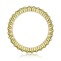 18K Yellow Gold Plated Sterling Silver Women's Genuine Gemstone Eternity Ring
