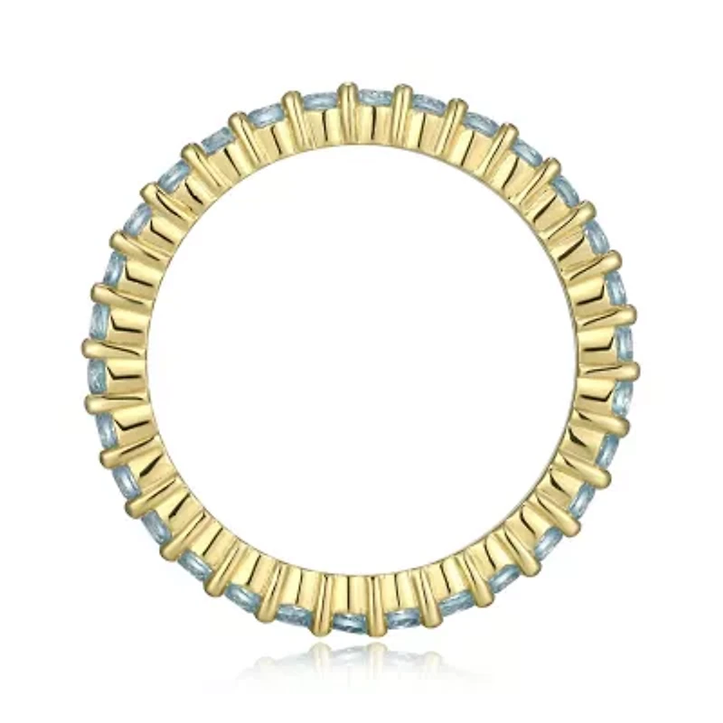 18K Yellow Gold Plated Sterling Silver Women's Genuine Gemstone Eternity Ring