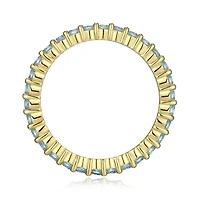 18K Yellow Gold Plated Sterling Silver Women's Genuine Gemstone Eternity Ring