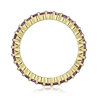18K Yellow Gold Plated Sterling Silver Women's Genuine Gemstone Eternity Ring