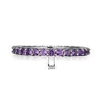 Rhodium Plated Sterling Silver Women's Genuine Gemstone Eternity Ring