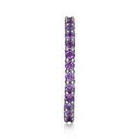 Rhodium Plated Sterling Silver Women's Genuine Gemstone Eternity Ring