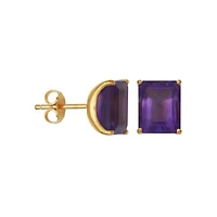 18K Yellow Gold Plated Sterling Silver Women's Genuine Gemstone Stud Earrings