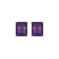 18K Yellow Gold Plated Sterling Silver Women's Genuine Gemstone Stud Earrings
