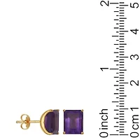 18K Yellow Gold Plated Sterling Silver Women's Genuine Gemstone Stud Earrings