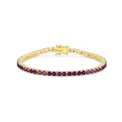 18K Yellow Gold Plated Sterling Silver Women's Birthstone Tennis Bracelet