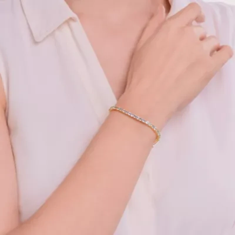 18K Yellow Gold Plated Sterling Silver Women's Birthstone Tennis Bracelet