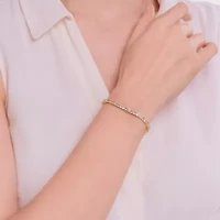 18K Yellow Gold Plated Sterling Silver Women's Birthstone Tennis Bracelet