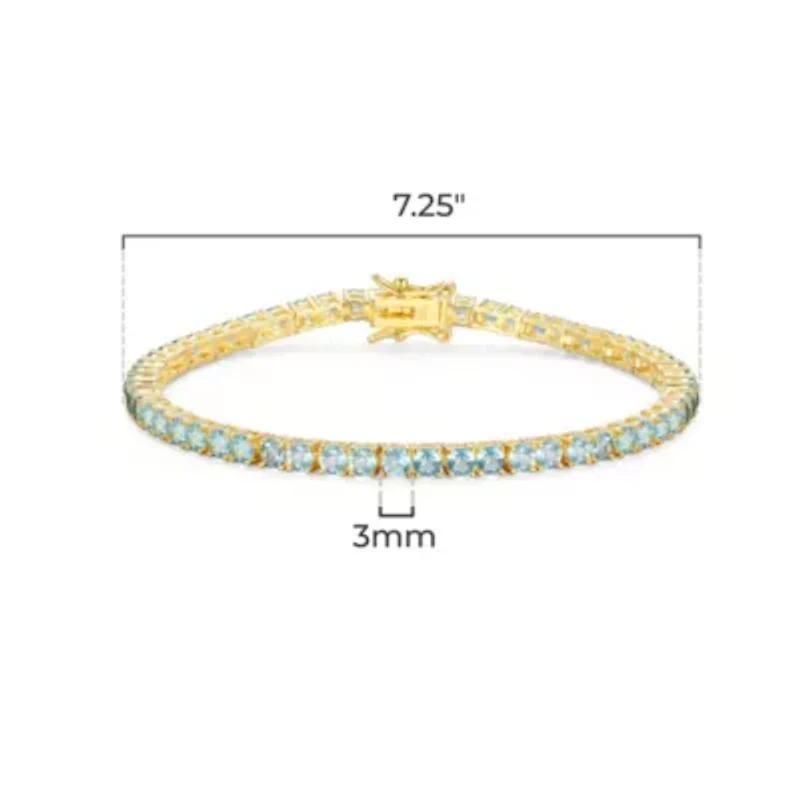 18K Yellow Gold Plated Sterling Silver Women's Birthstone Tennis Bracelet