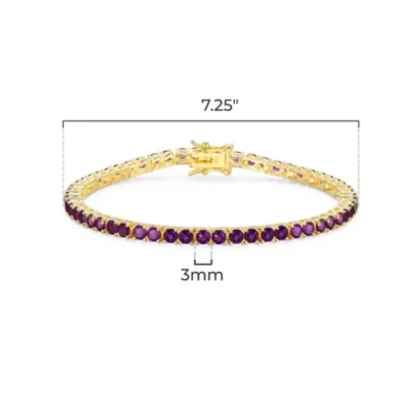 18K Yellow Gold Plated Sterling Silver Women's Birthstone Tennis Bracelet