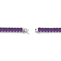 Rhodium Plated Sterling Silver Women's Genuine Gemstone Tennis Bracelet