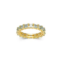 18K Yellow Gold Plated Sterling Silver Women's Genuine Blue Topaz or Citrine Gemstone Eternity Ring
