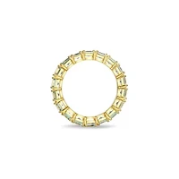 18K Yellow Gold Plated Sterling Silver Women's Genuine Blue Topaz or Citrine Gemstone Eternity Ring