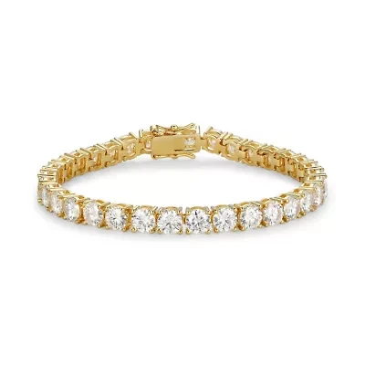 18K Yellow Gold or Rhodium Plated Sterling Silver Women's 14.85 CTTW Moissanite Tennis Bracelet