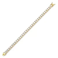 18K Yellow Gold or Rhodium Plated Sterling Silver Women's 14.85 CTTW Moissanite Tennis Bracelet