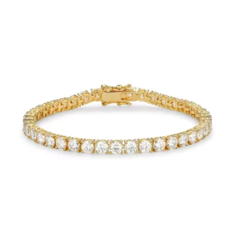 18K Yellow Gold or Rhodium Plated Sterling Silver Women's 11.07 CTTW Moissanite Tennis Bracelet