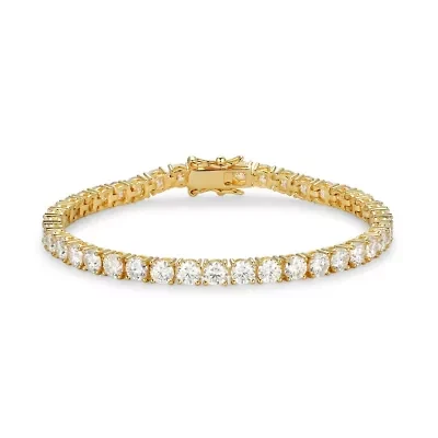 18K Yellow Gold or Rhodium Plated Sterling Silver Women's 11.07 CTTW Moissanite Tennis Bracelet