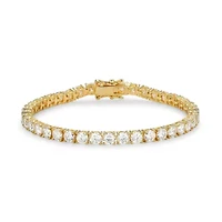 18K Yellow Gold or Rhodium Plated Sterling Silver Women's 11.07 CTTW Moissanite Tennis Bracelet