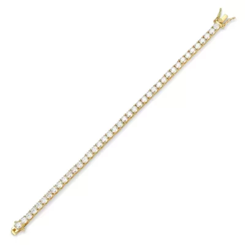 18K Yellow Gold or Rhodium Plated Sterling Silver Women's 11.07 CTTW Moissanite Tennis Bracelet