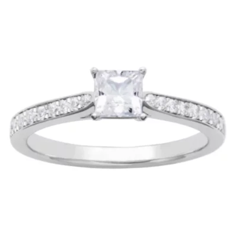 3/4 CT TW Lab Grown Diamond Ring Rhodium Plated Sterling Silver