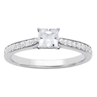 3/4 CT TW Lab Grown Diamond Ring Rhodium Plated Sterling Silver