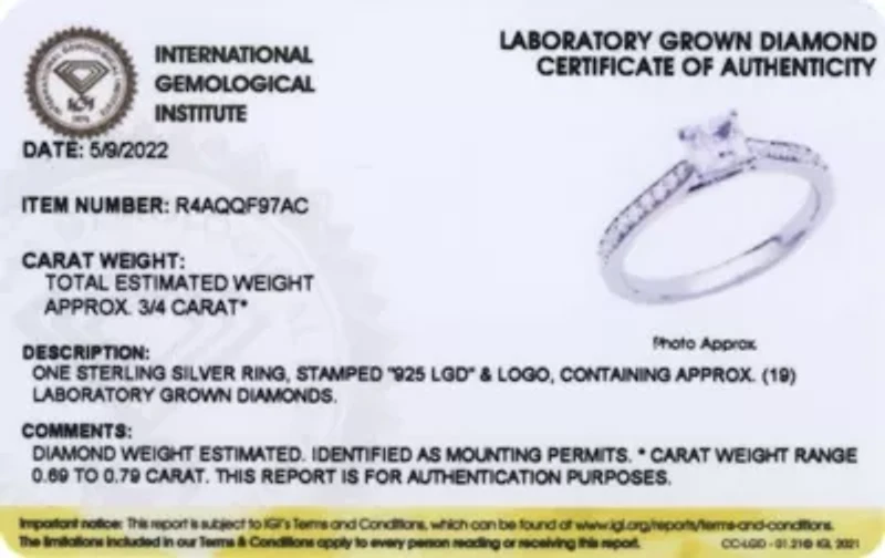 3/4 CT TW Lab Grown Diamond Ring Rhodium Plated Sterling Silver