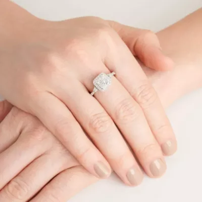 CT TW Lab Grown Diamond Ring Rhodium Plated Sterling Silver