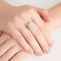 CT TW Lab Grown Diamond Ring Rhodium Plated Sterling Silver