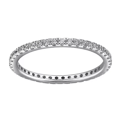 1/2 CT TW Lab Grown Diamond Rhodium Plated Sterling Silver Band Ring