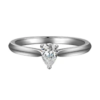 1/2 CT TW Lab Grown Diamond Pear Ring Rhodium Plated Sterling Silver